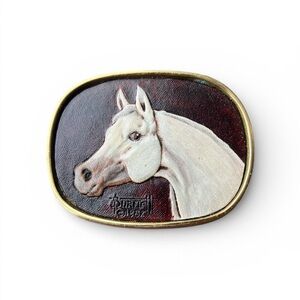 Vintage signed Purnell Horse Belt Buckle